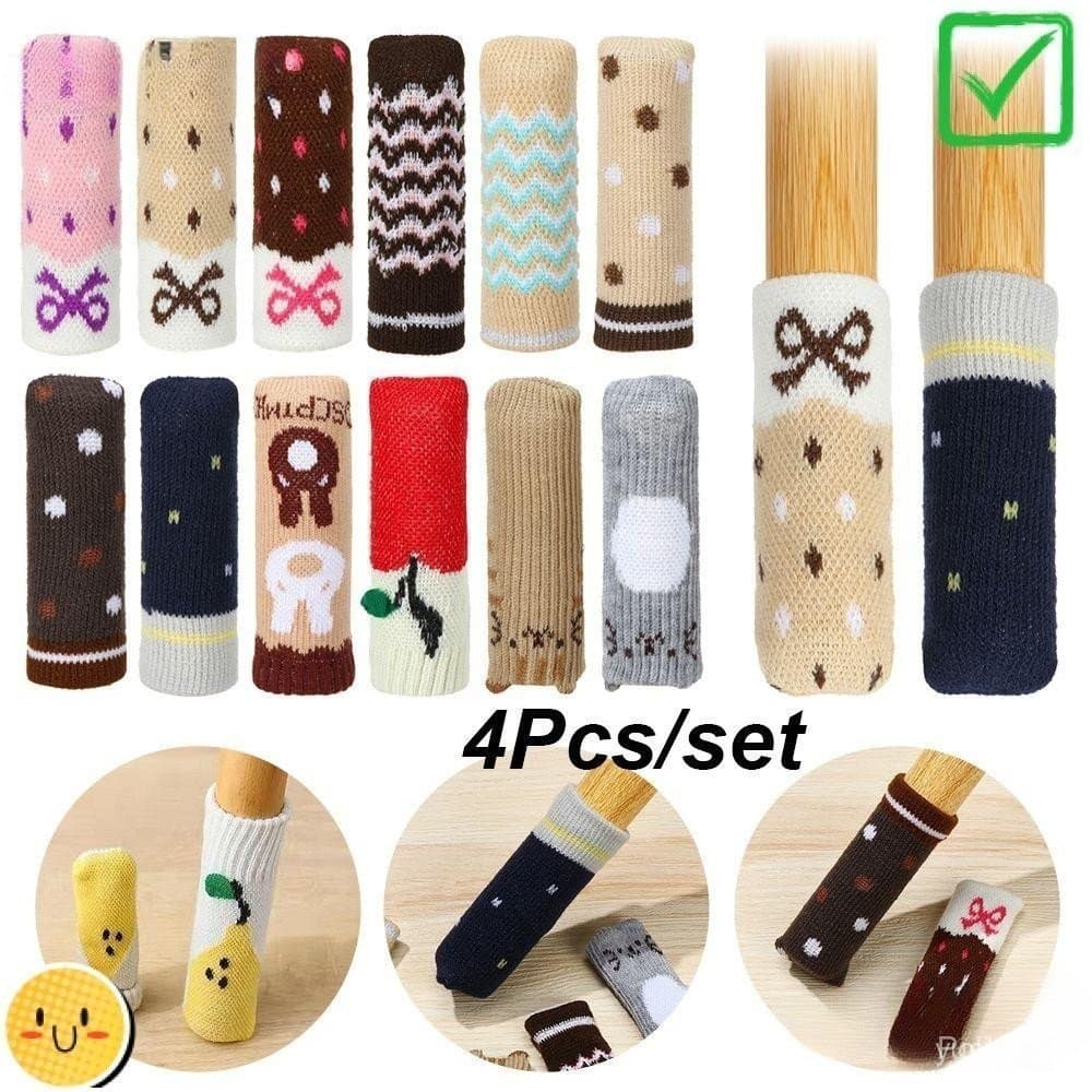 CACTU 4Pcs/Set Meias De Cadeira Protetor De Piso Fofo Anti-Ruído Antiderrapante