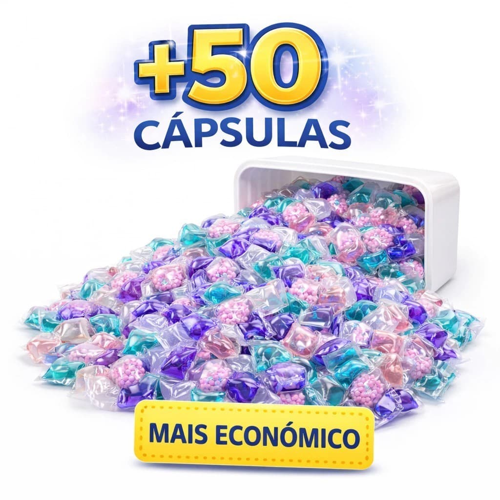 Sabão Cápsulas Lava Roupas 5em1 50un Caixa Tira Manchas