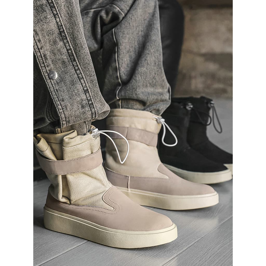 Sapatos de cano alto sapatos masculinos verão nicho moda americana tendência de rua All-Match lona deslizamento em botas