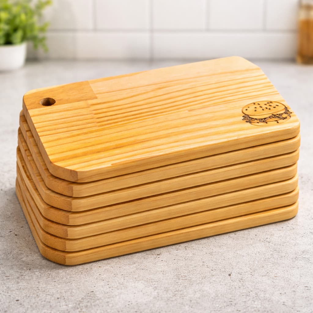 Kit Tábuas para Lanches Leve 5 ou 10 Custo-Benefício Premium Madeira Pinus 25 x 13,5 cm