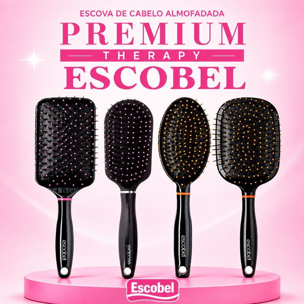 Escova de Cabelo Almofadada Premium Therapy Escobel – Conforto e Cuidado Diário