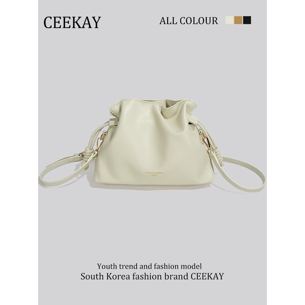 CEEEKAY genuíno cordão plissado nuvem saco High-End estilo ocidental nicho saco feminino 2026 novo estilo saco do mensag