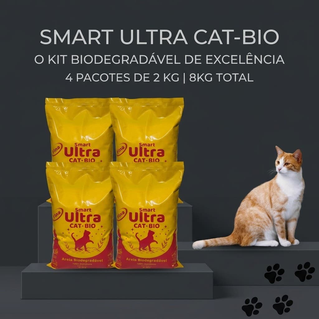 Areia Biodegradável para Gatos 4x2kg – Alta Absorção e Controle de Odores