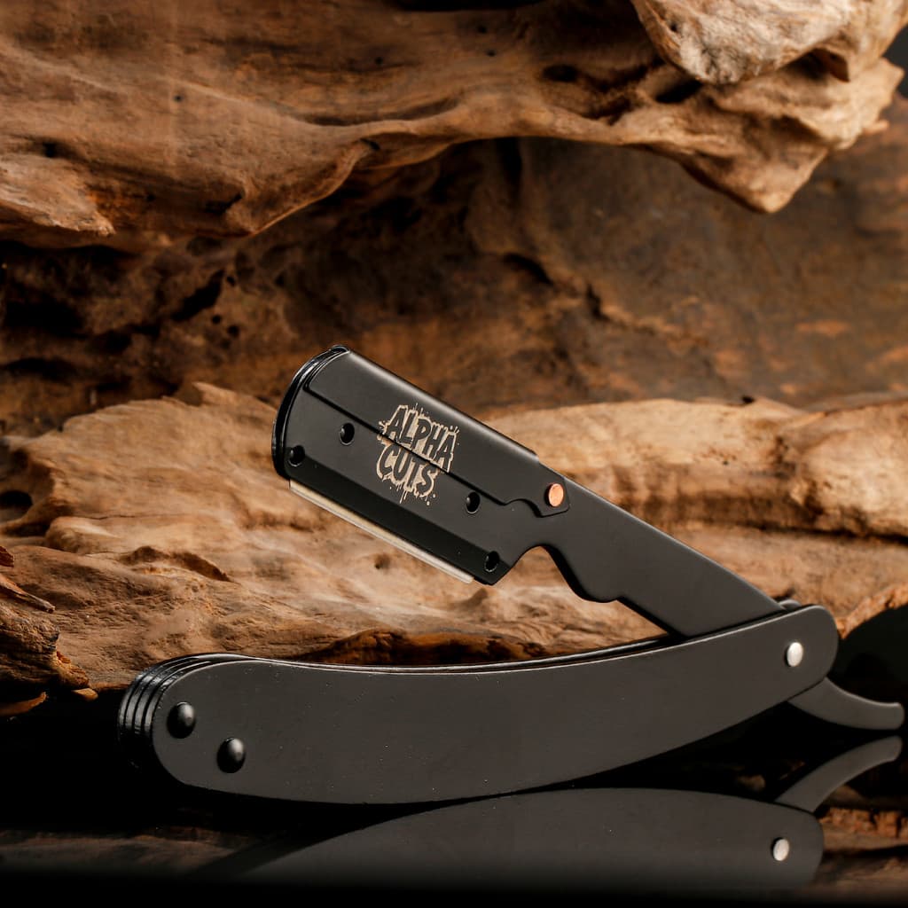 Alphacuts suporte de faca dobrável barbeador de corte de cabelo 74 navalha masculina aparador de sobrancelha de alumínio
