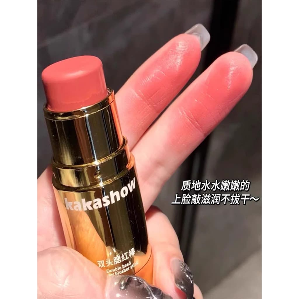 [Adequado para iniciantes] Preguiçoso Blush de duas cabeças em bastão Sombra Natural Batom Blush Deitado Silkworm One St
