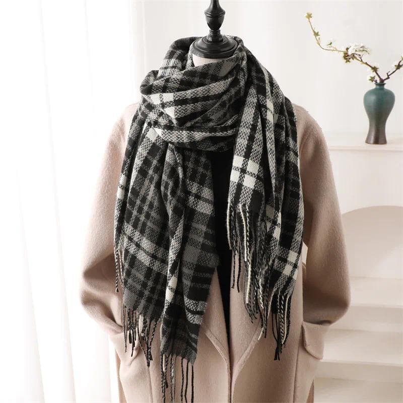 Novo Luxo Inverno Quente Cachecol Moda Xadrez Borla Xale Para Homens Mulheres Espessamento Cachecóis Longos Simples Envo