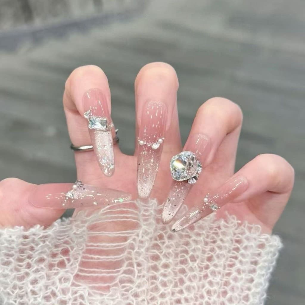 Unhas postiças artesanais estilo olho de gato, prontas para uso, para o Ano Novo, unhas removíveis e fáceis de usar, peç