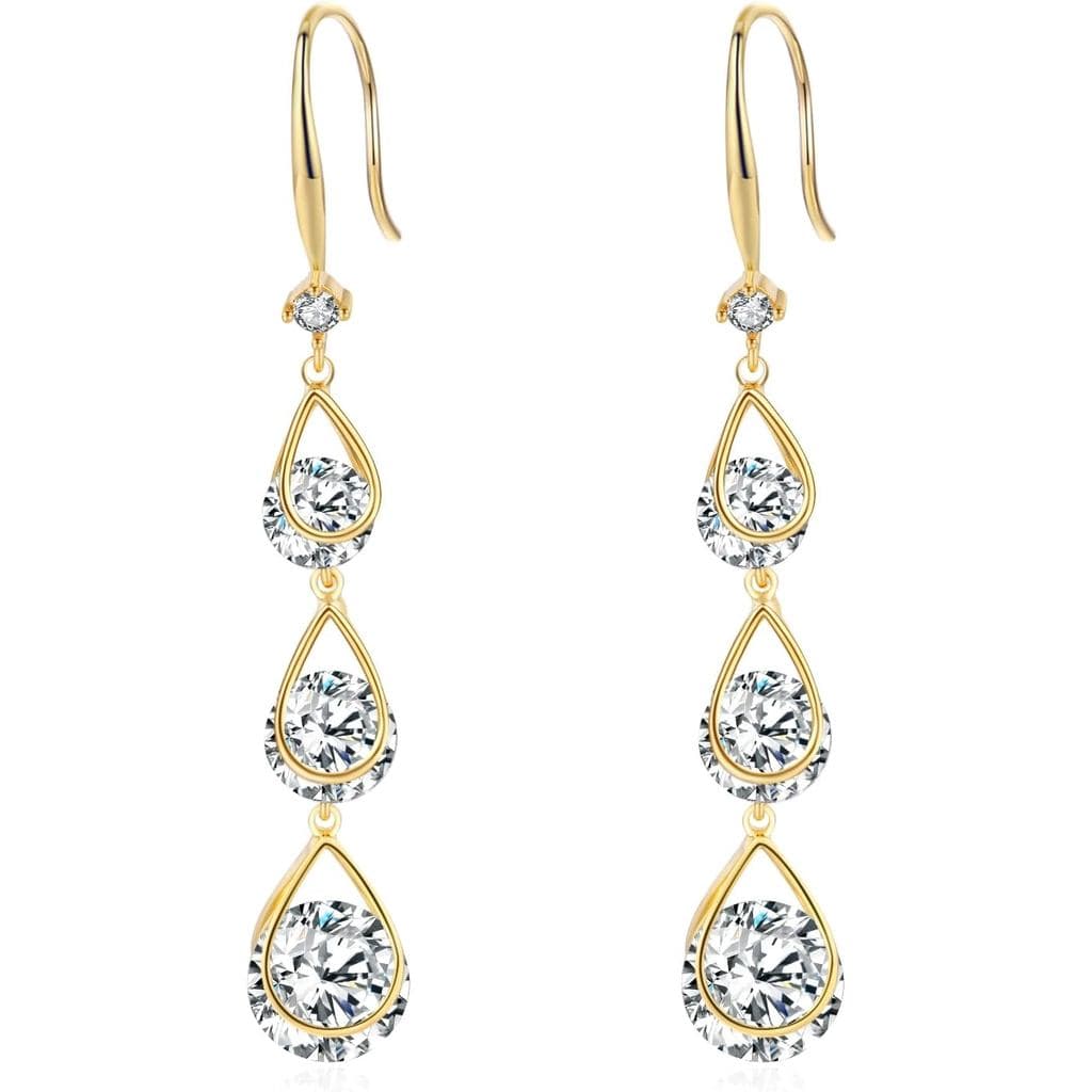 Brincos de Zircônia Cúbica SBLING para Noivas e Madrinhas, Brincos Pendentes de Noiva, Brincos de Cristal para Mulheres,