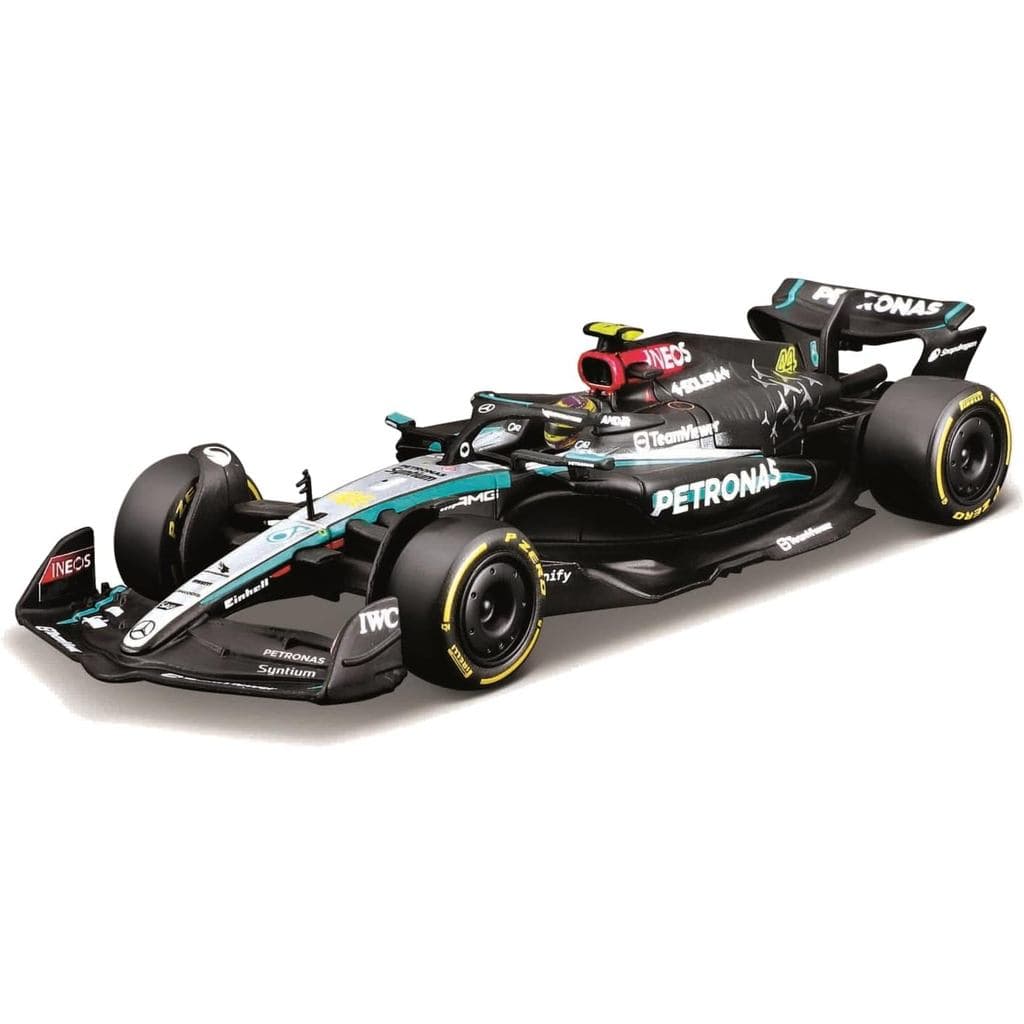 Bburago F1 Fórmula 1 MERCEDES AMG W15 (2024) COM CAPACETE - HAMILTON - Escala 1:43 - Réplica Colecionável de Carro de Co