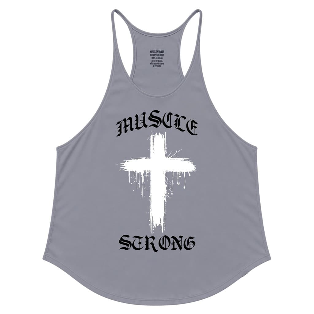 Regata Cavada Muscle Strong Cinza Cruz