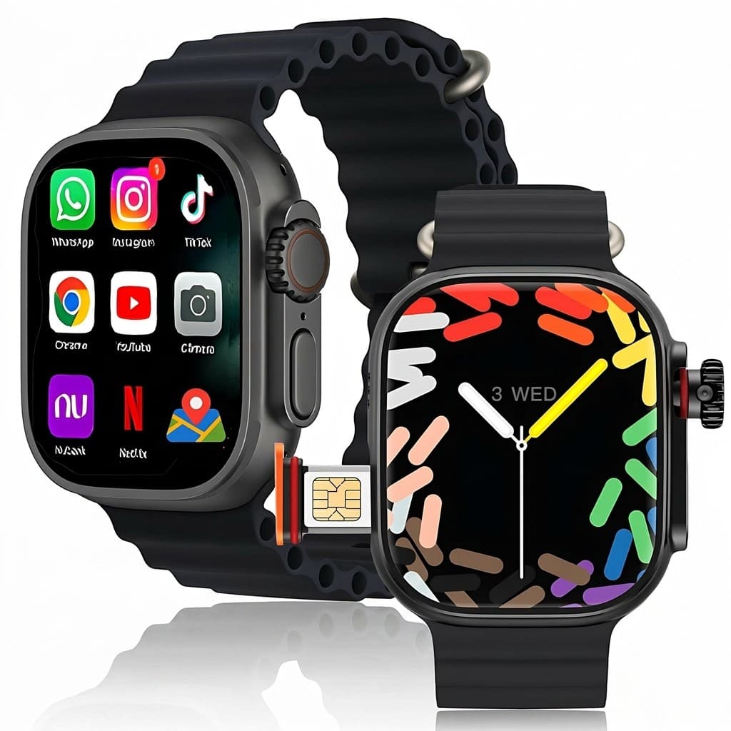 Celular De Pulso Smartwatch HW Ultra 2 Android 5G Com Wifi 2 Cameras Play Store GPS Relogio 64GB 2GB