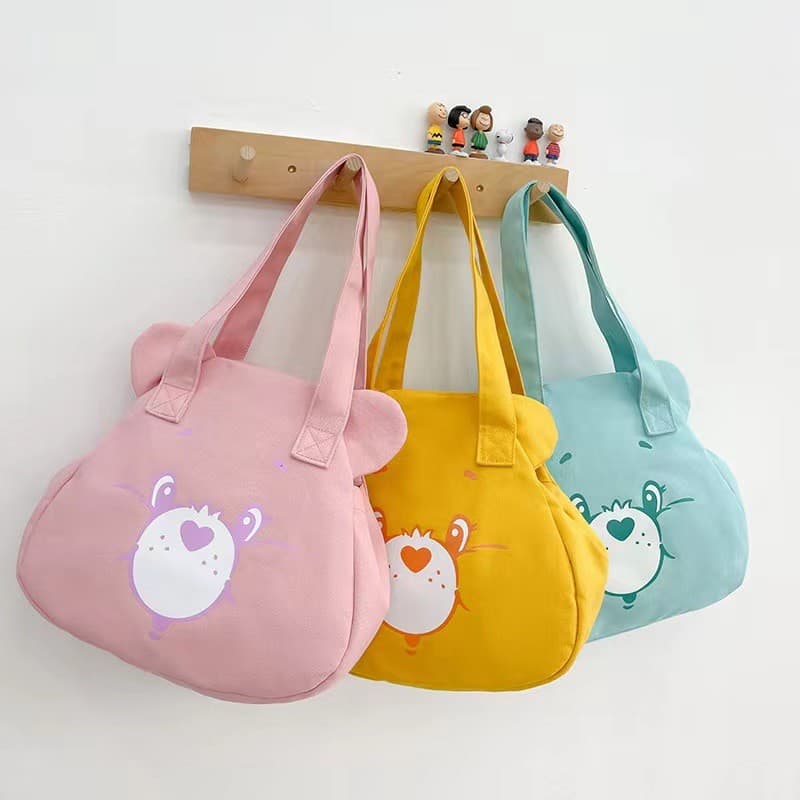 Novo Arco-Íris Urso Amor Anime Kawaii Bolsa De Ombro De Lona