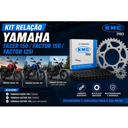 Kit Relação Transmissão Yamaha Factor 125i 150 Fazer 150 Kmc Cinza-escuro