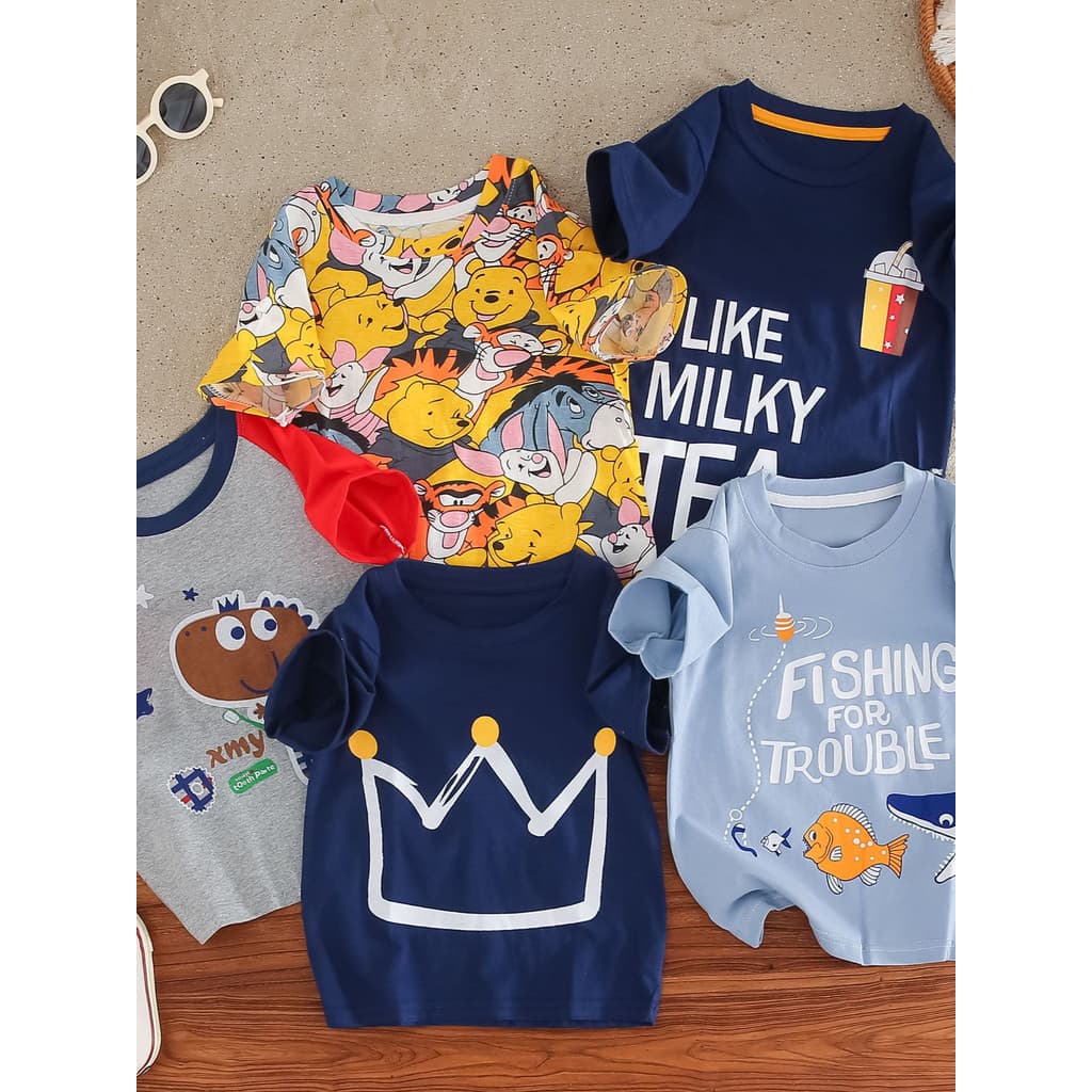 Novo estilo de roupas para meninos, camisa de fundo infantil de verão