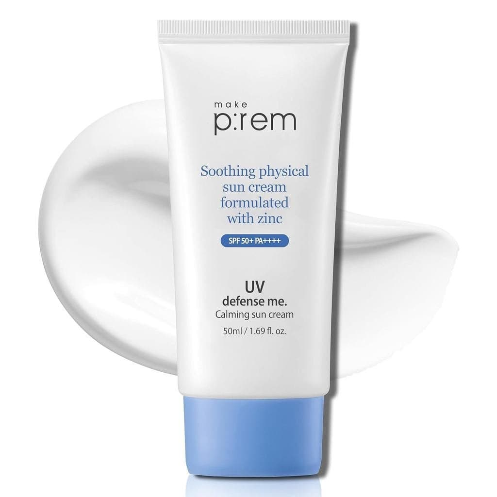 MAKEPREMUVAUVBDefenseMeCalmingSunVEGANS Protetor Solar SPF50+PA++++ 1,69 Onças, Seguro para os Recifes de Coral, Proteto