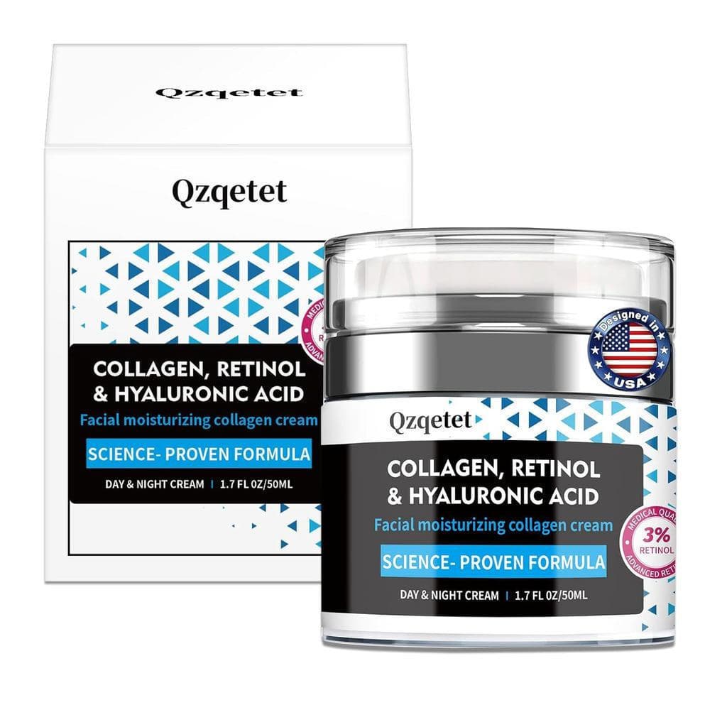 Creme Facial de Colágeno, Contém Retinol e Ácido Hialurônico, 1.7 Fl Oz, Hidratante Facial Anti-Envelhecimento, JZC4