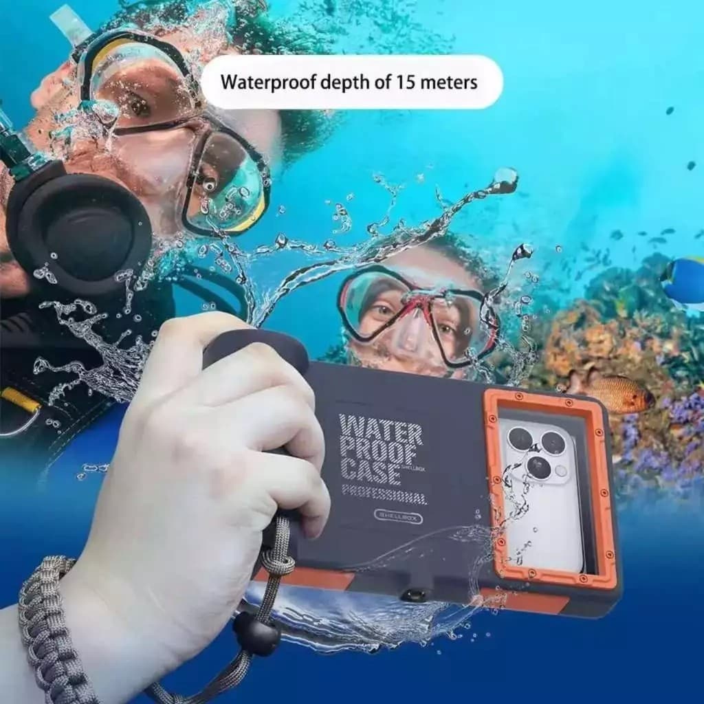 Capa Case Prova D’Água Shellbox 15M Mergulho Para Smartphone Ate 6.8 Polegados SHELLBOX