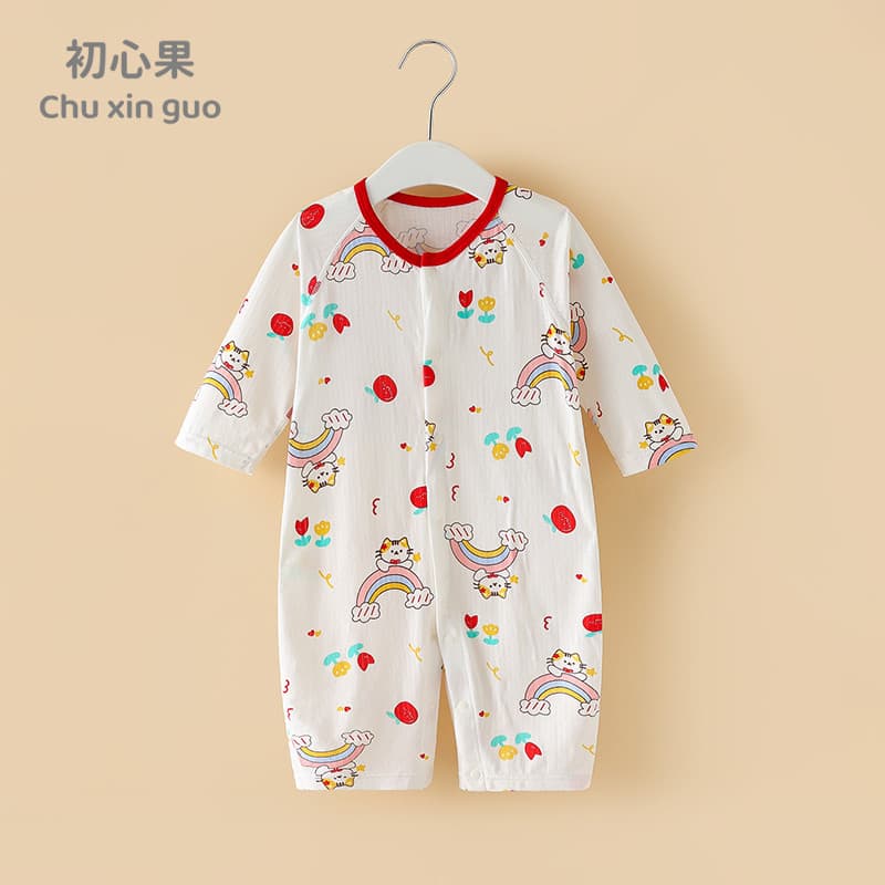 Bebê recém-nascido macacão ar condicionado roupas estilo fino bebê Universal casa roupas de dormir verão manga comprida
