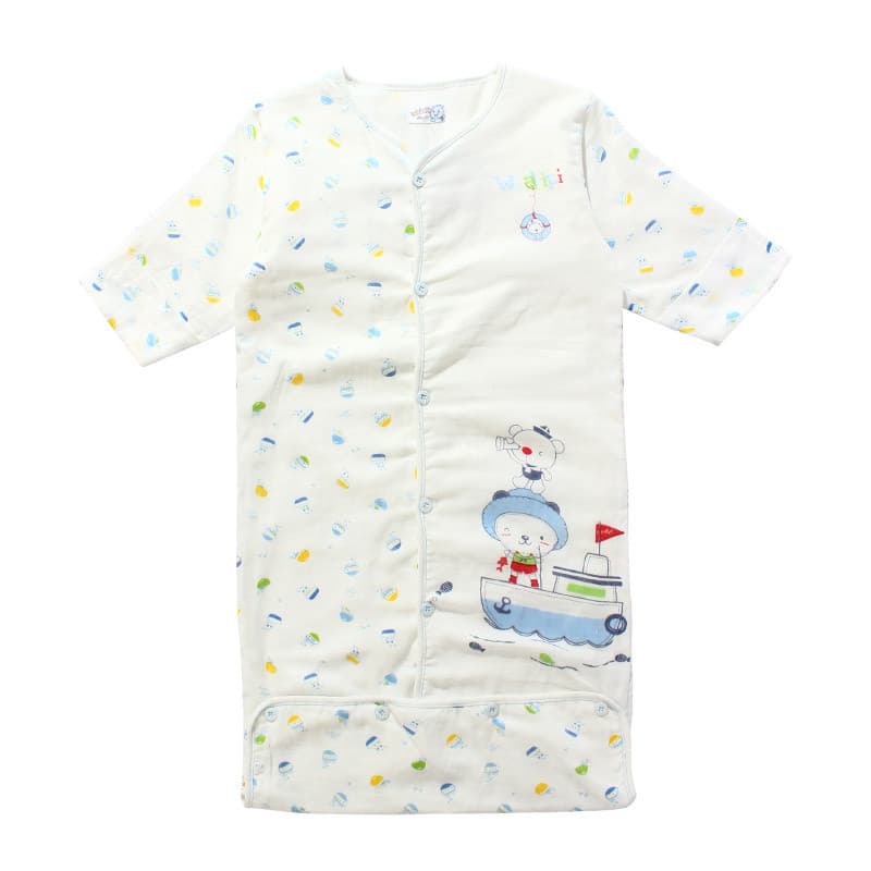 Bebê gaze saco de dormir respirável manga comprida alongado colcha à prova de chute masculino feminino bebê ar @-