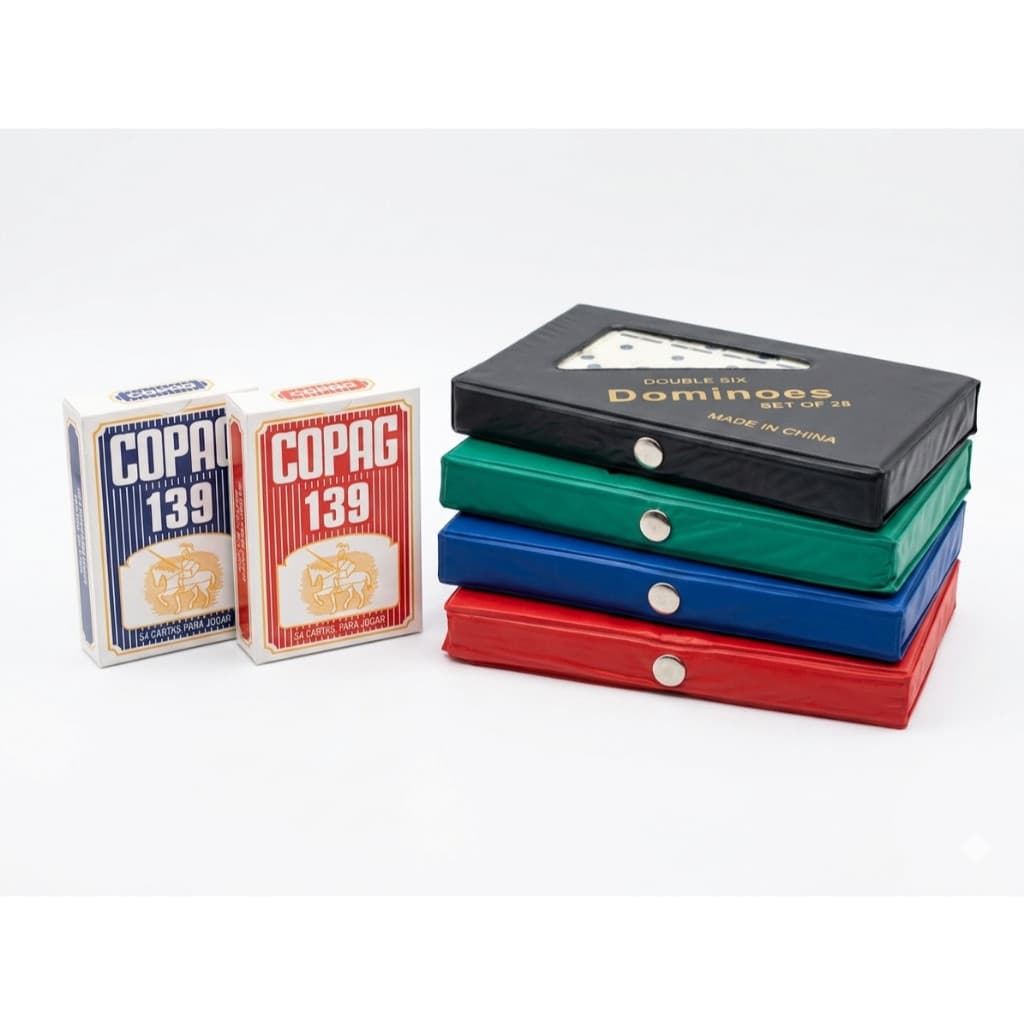 Kit Jogo 1 Caixa De Dominó 28 Peças + 2 Baralhos 54 Cartas Copag Original