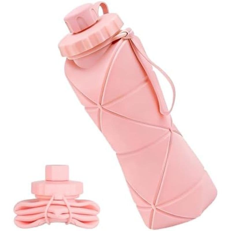 Garrafa De Água Dobrável 20 Onças (600 Ml) , Reutilizável Leve Portátil De Silicone Sem BPA Com Tampa À Prova De Vazamen