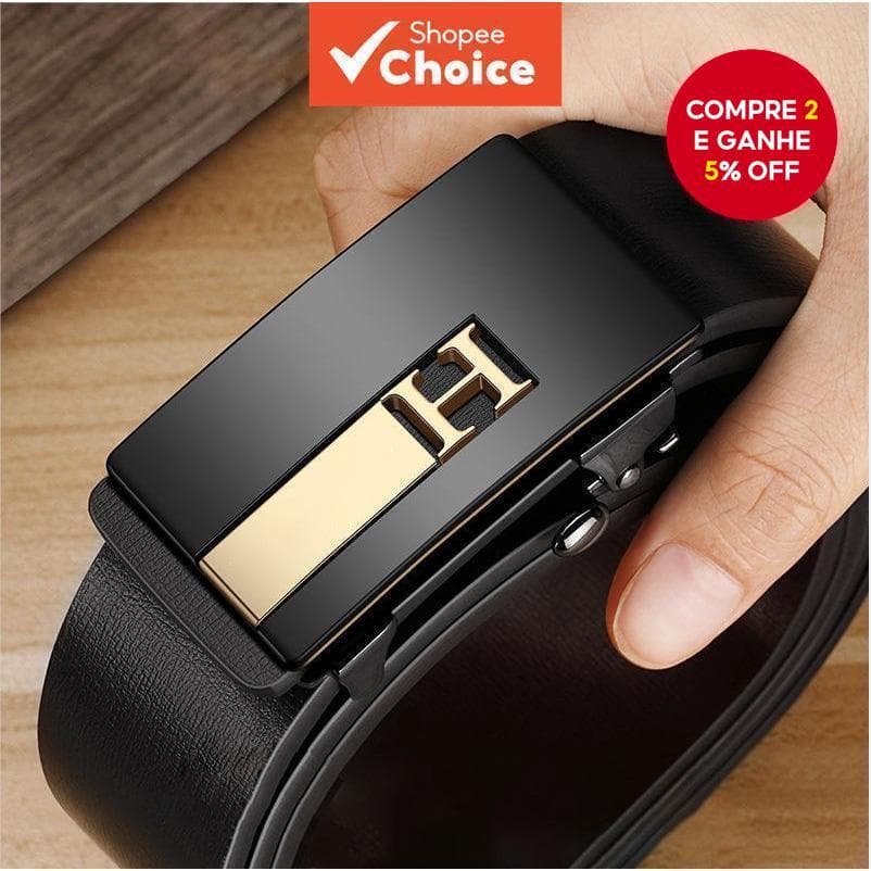 Cinto De Couro Desdentado Masculino Premium – Cintura Com Fivela De Liberação Rápida Em Liga De Zinco Para Negócios/Casu