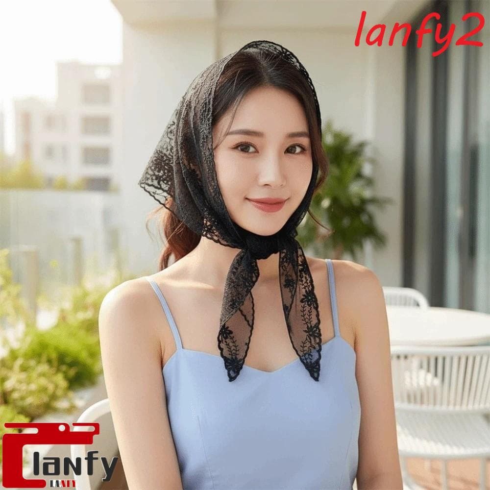 Lenço Triangular De Renda LANFY , Faixa De Cabeça Com Flores Bordadas Finas E Leves Respiráveis , Estilo Pastoral