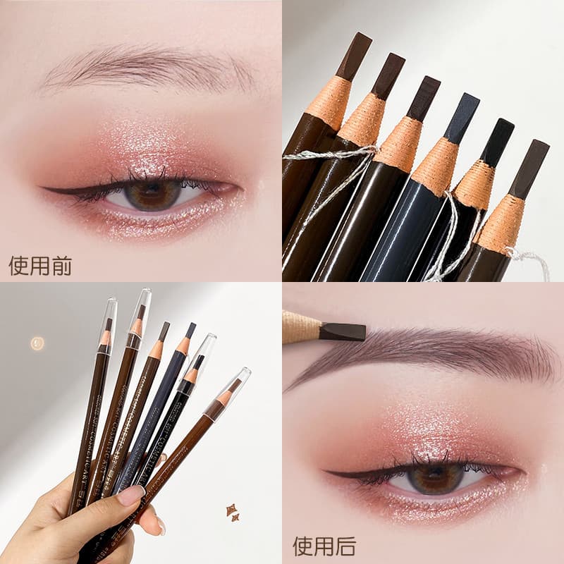 Lápis de sobrancelha com linha de tração, 5 pacotes, de longa duração, à prova d'água, à prova de suor, Natural, vívido,