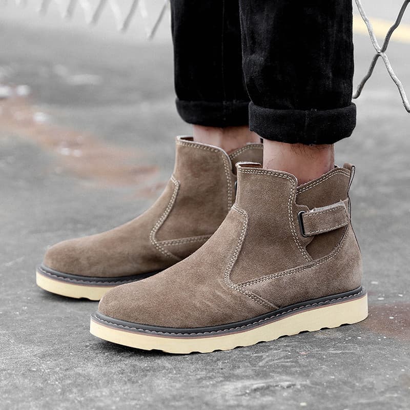 Botas Martin de couro genuíno genuíno Botas gerais britânicas Botas curtas impermeáveis Botas masculinas retrô casuais B
