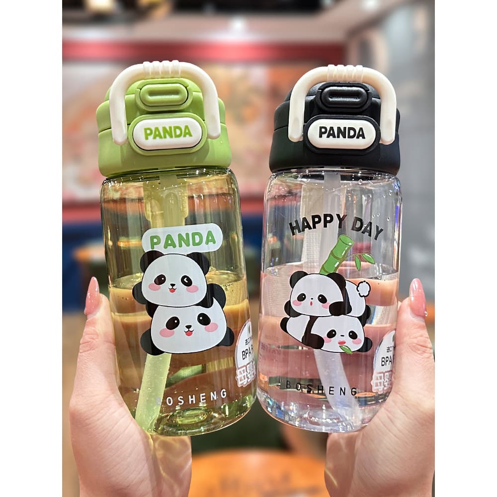 Panda dos desenhos animados copo duplo bebendo de alto valor escola das crianças copo de palha especial novo portátil es
