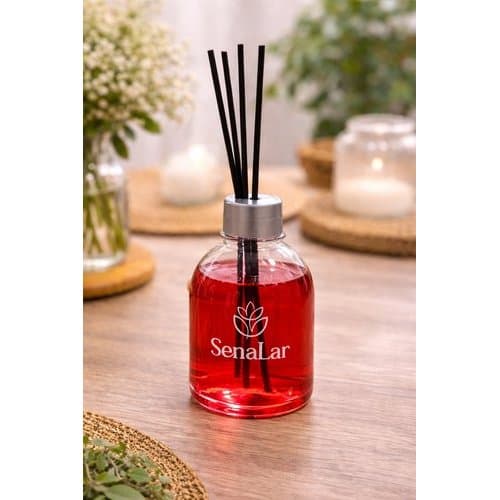 Difusor Aromatico Morango 250ml Fragancia Suave e Duradoura Vermelho