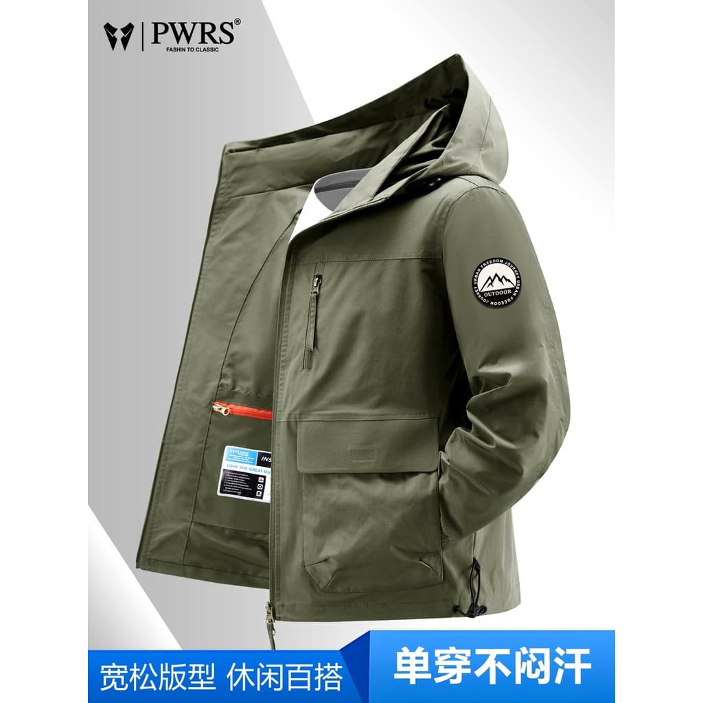 Jaqueta masculina primavera outono 2026 novo estilo Workwear ao ar livre à prova de vento impermeável Multi-bolso jaquet