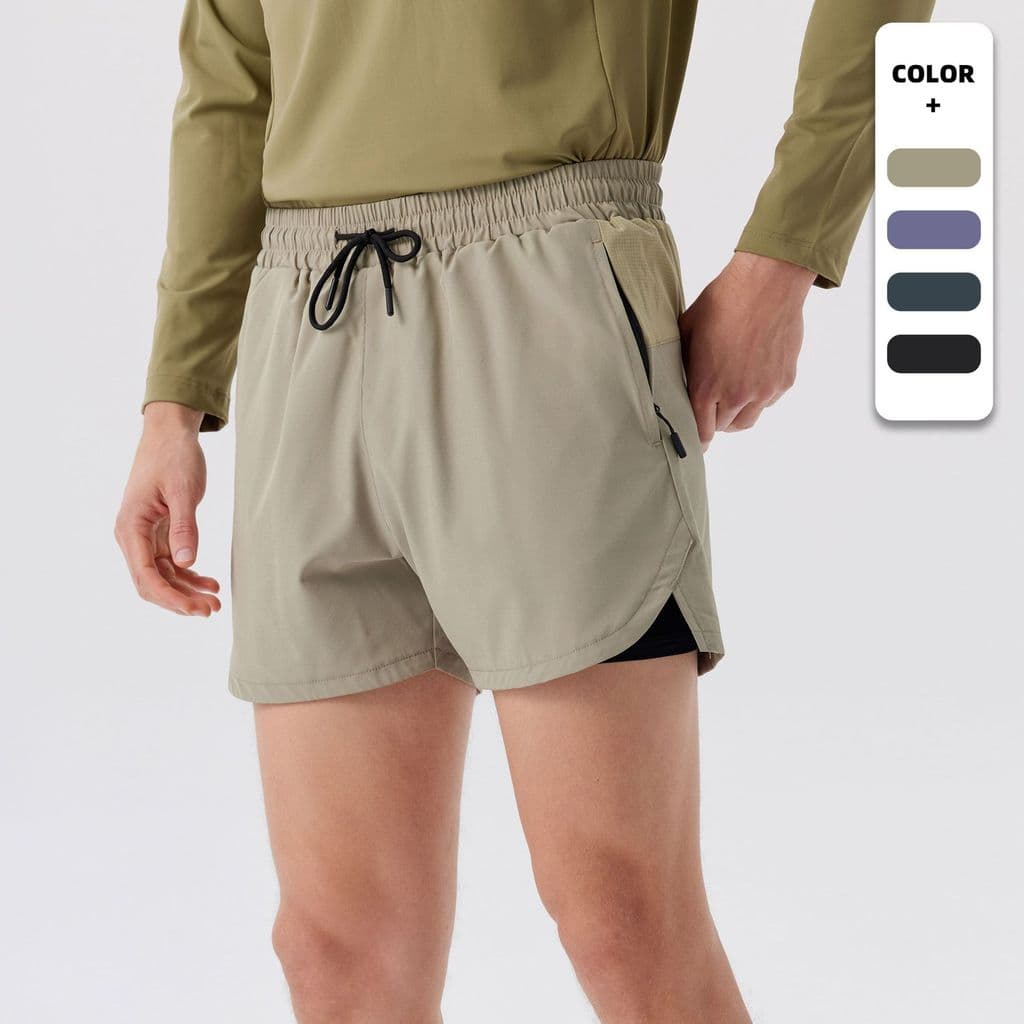 Shorts de corrida masculino maratona pista e campo calças de três pontos forro de cinto calças de camada dupla esportes