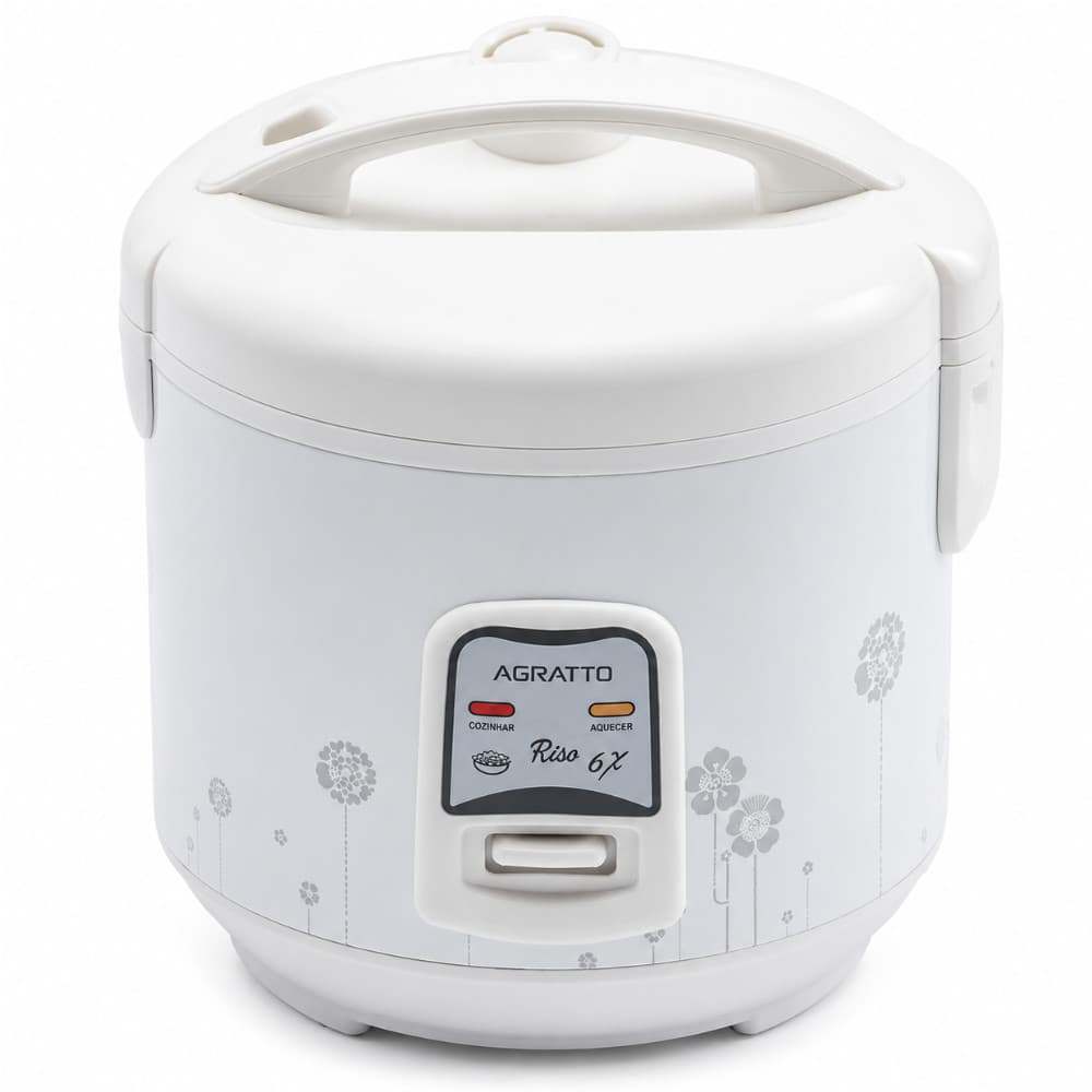 Panela Elétrica De Arroz Agratto Riso 6X 400W 6 Xícaras Antiaderente Com Bandeja Para Legumes
