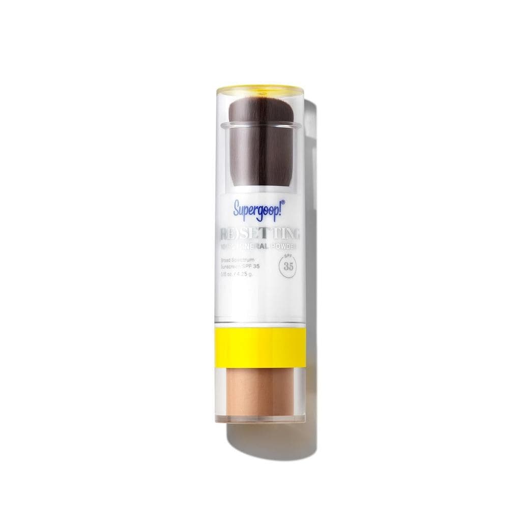 Super cola! (Re)settingFacePowderSPF35, protetor solar mineral de amplo espectro e ação profunda - 0,15 onças - controle