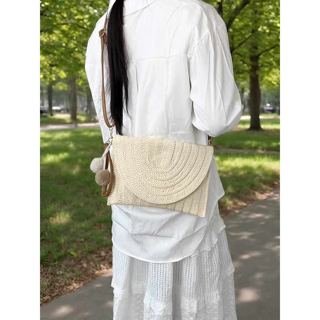 Bolsa de palha feminina novo estilo férias estilo portátil Envelope saco tecido bolsa de ombro Crossbody