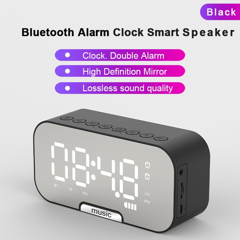 Novo modelo privado de alto-falante Bluetooth sem fio com despertador, mini alto-falante com entrada para cartão, presen