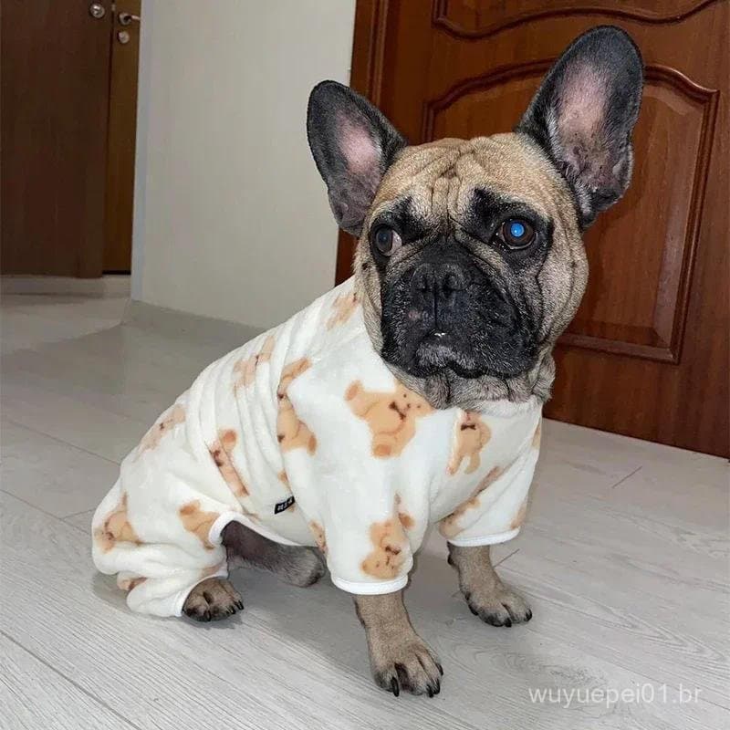Animal De Estimação Outono Inverno Pijamas Filhote De Cachorro Bonito Urso Macacão Cão Jaqueta De Pelúcia Para Cães Pequ