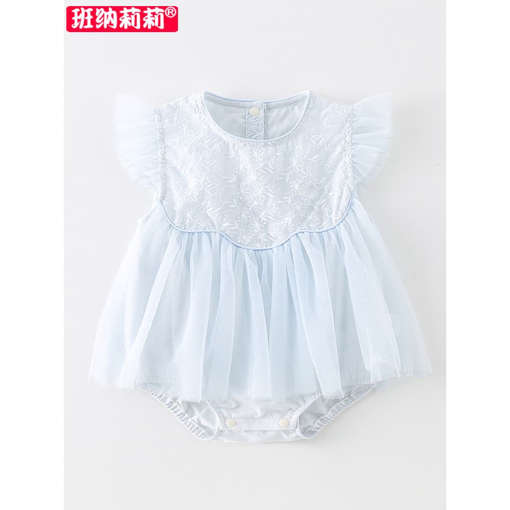Roupas de bebê roupas de verão roupas de verão bebê menina saia de verão cem dias ao mês fino triângulo macacão Super bo