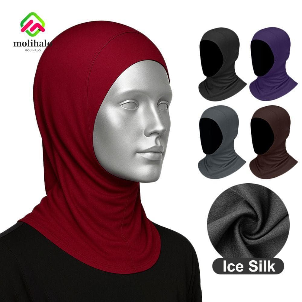MOLIHALO Lenço Hijab Feminino , Proteção Solar De Seda Gelada Instantâneo De Pescoço Spandex Pronto Para Usar