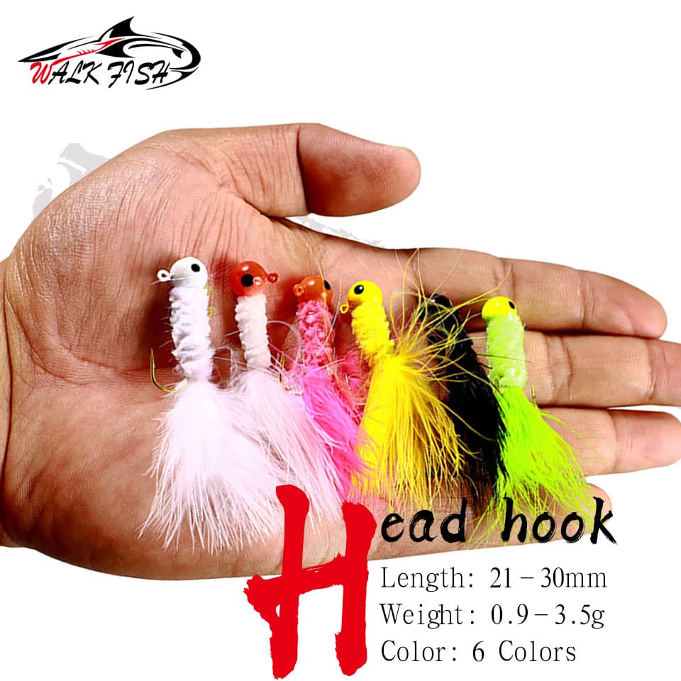 Caminhada Peixe 1/5 Peças 0.9-3.5g Pena Metal Cabeça De Chumbo Gancho Gabarito Equipamento De Pesca Artificial Poleiro P