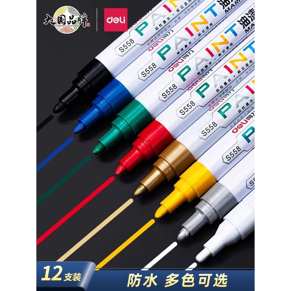 Conjunto de canetas de pintura Deli Caneta de pneu DIY marcadora branca Não é fácil de desbotar Caneta de pintura