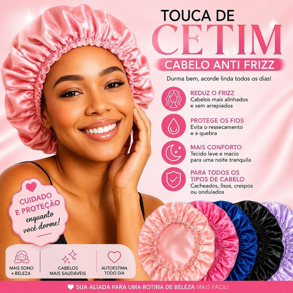 Touca de Cetim Antifrizz - variedade de cores!