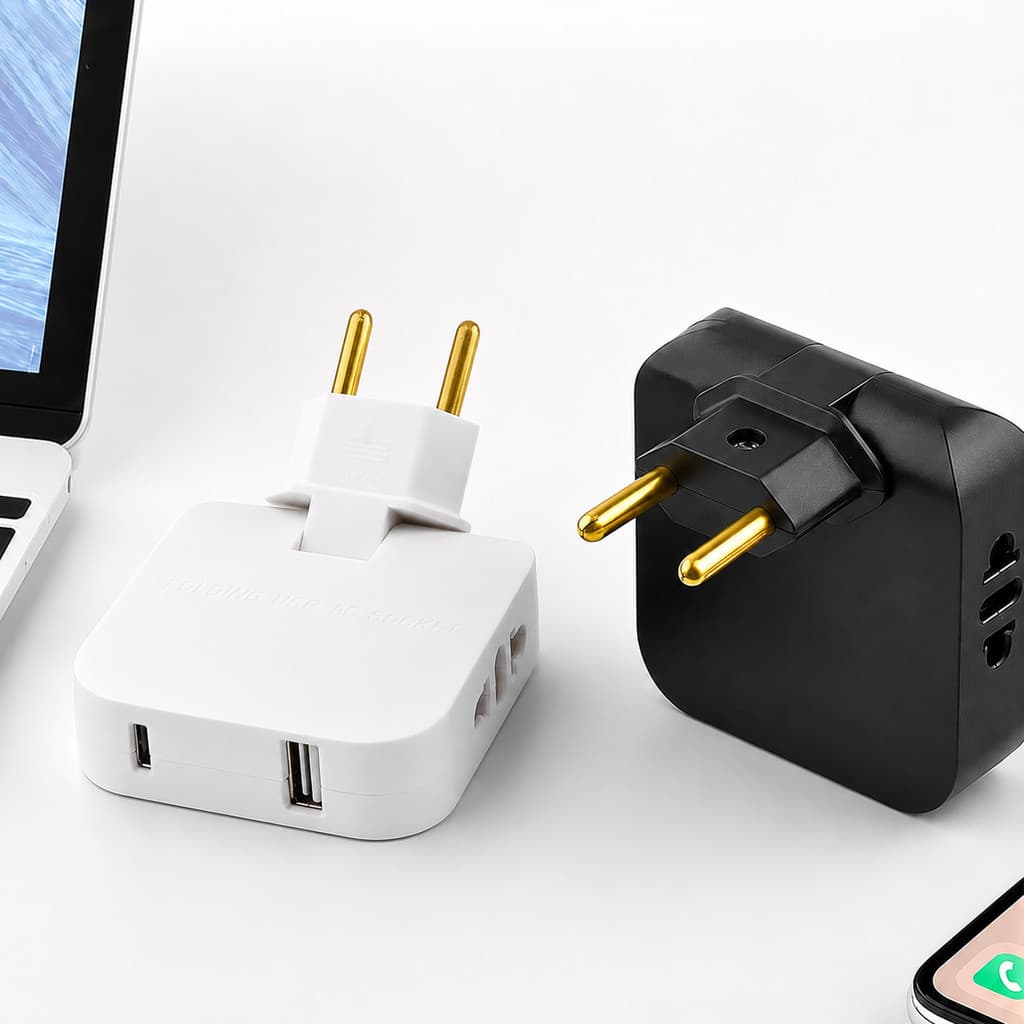 Tomada Adaptador Universal com USB e USB C Conversor Plug UE para EUA Brasil