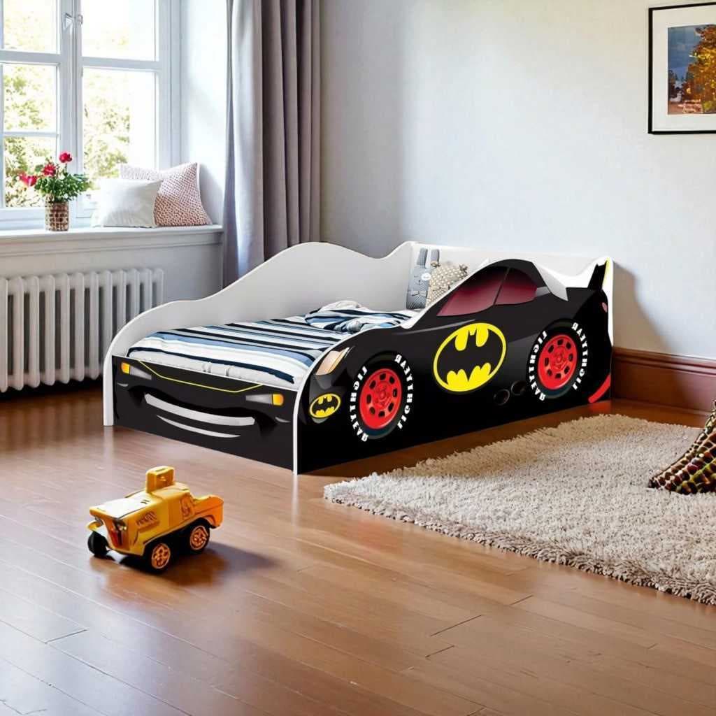 Cama Carro Batman Infantil Quarto Temático Grade Proteção Juvenil Robusta Menino Divertido