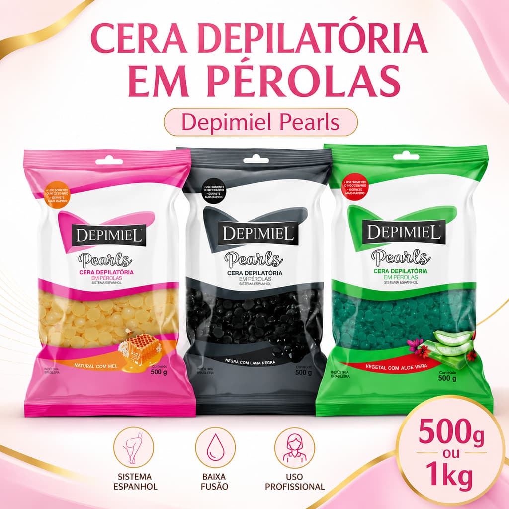 Cera Depilatória Quente Em Pérolas Depimiel Profissional Elástica 500g e 1kg