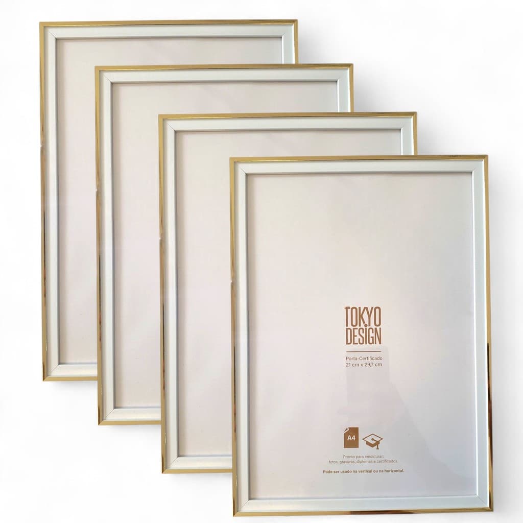 Kit 4 Moldura A4 21x30  Acetato Paspatur Certificado Diploma