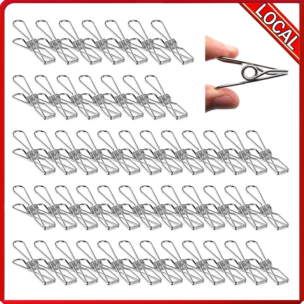 50 prendedores de roupa de aço inoxidável (único 6.2x1.5x2.8cm) não é fácil deformar, pode ser usado para consertar roup