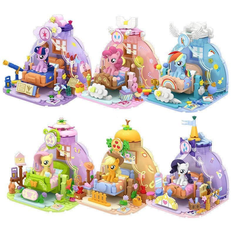 Blocos de Montar My Little Pony, Figuras de Anime Fofas, Brinquedos de Modelo para Mesa, Presente Surpresa