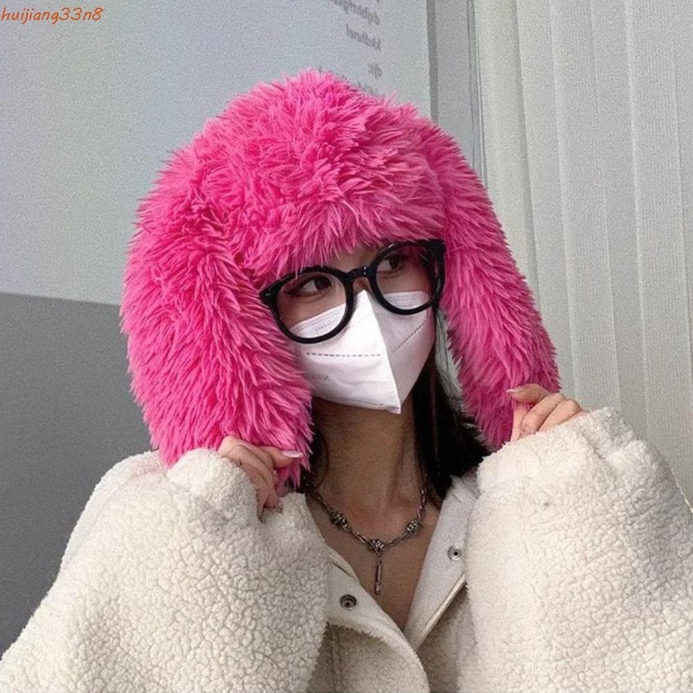 Chapéu De Orelha De Coelho HUIJIANG , Pulôver Fofo E Quente , Boné Peludo , Protetor Macio , Gorros De Inverno De Pelúci